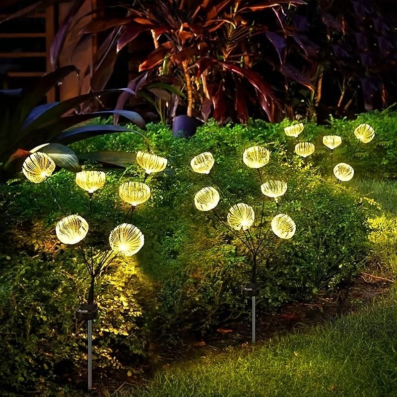 2 piezas de medusas de fibra solar para exteriores, luz enchufable para patio, jardín, césped, camino, boda, festival, ambiente decorativo 2026 - $32.99 –P4