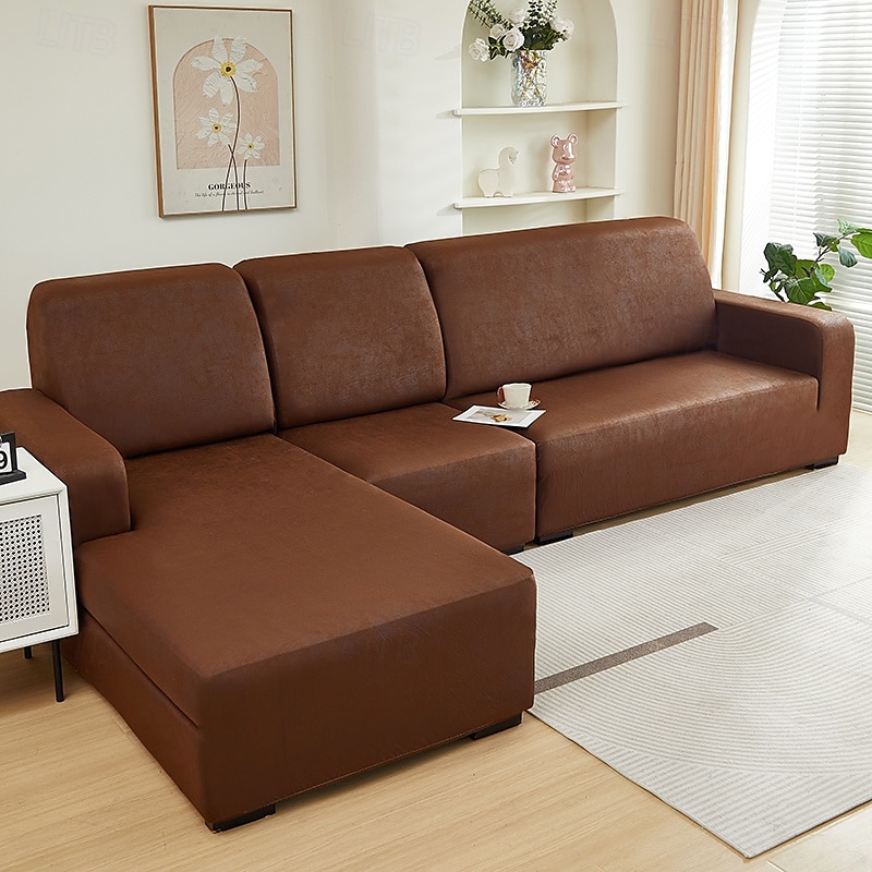 pu skinnsofa sofa pute slipcover vanntett elastisk sofatrekk loveseat sofa møbelbeskytter for stue 2025 - $45.99 –P16