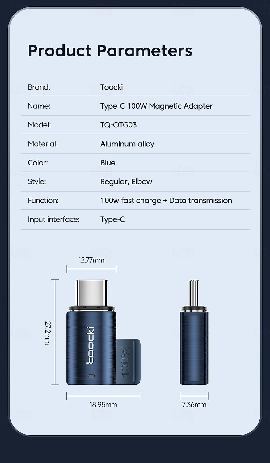 Toocki 100W USB-C To Type-C Magnetic Adapter 2 in 1 PD Fast Charging Type-C Connector Data Sync 90 Degree USB-C Magnet Converter 2025 - $17.99 –P9