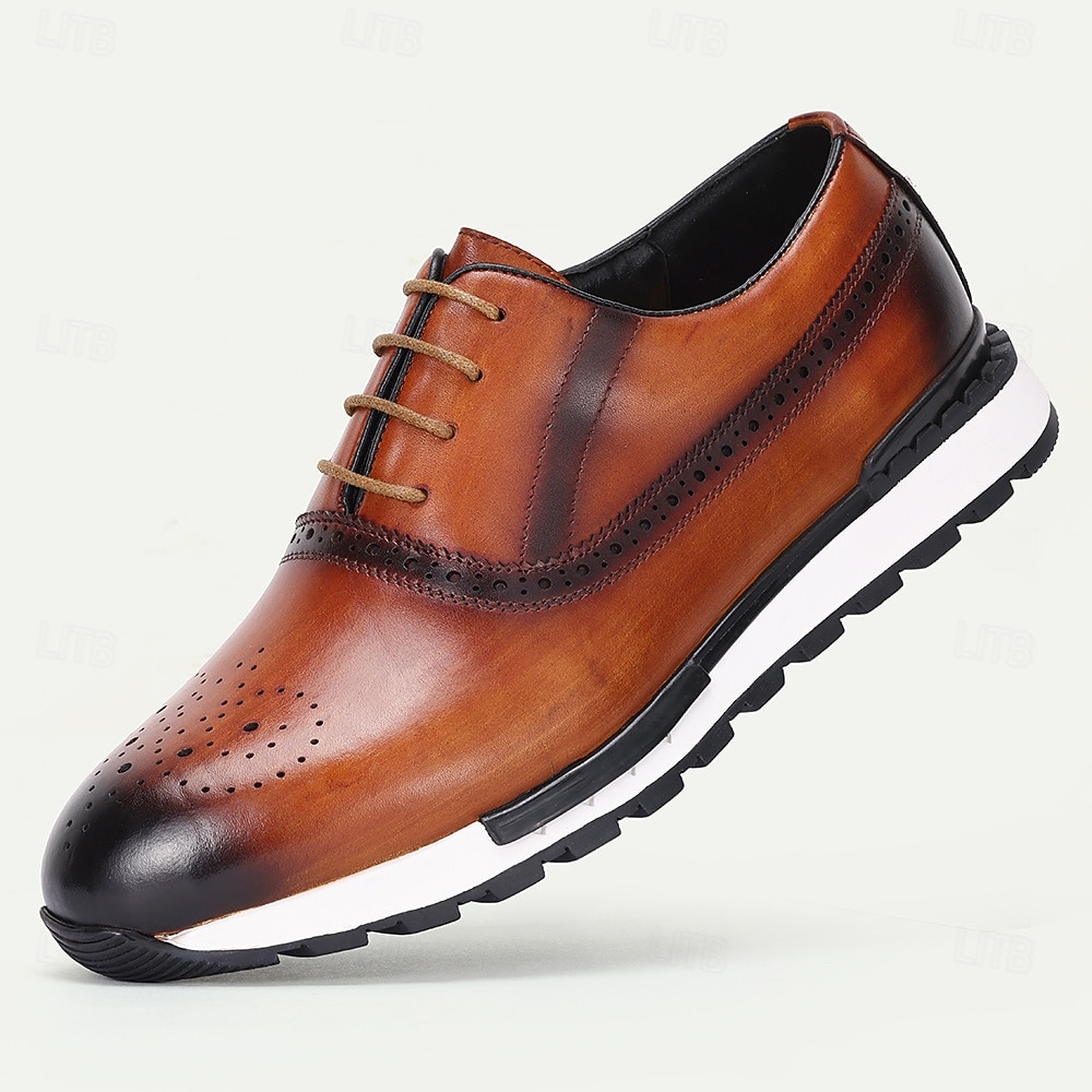 sneakers brogue in vera pelle da uomo – scarpe oxford vintage con punta a coda di rondine fatte a mano con dettagli classici traforati per abbigliamento business e casual del 2026 a $99.99 –P1