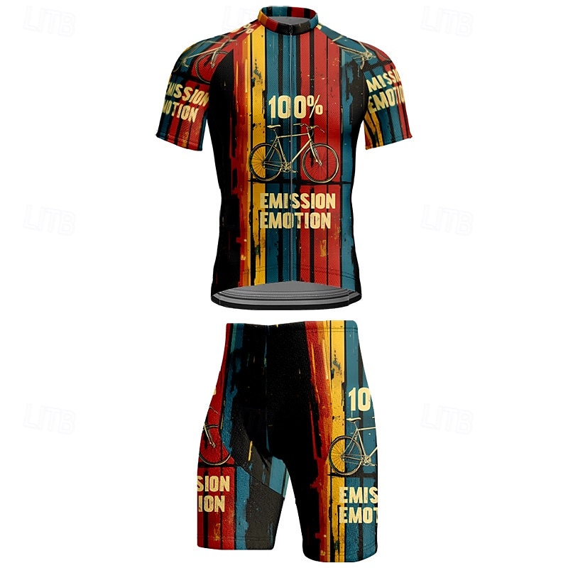 Per uomo Maglia da ciclismo con pantaloncini Manica Corta Mountain Bike MTB Ciclismo su strada Estate Primavera Autunno Nero Rosa Rosso A righe Lettere & Numeri Bicicletta Cerniera Frontale del 2026 a $47.99 –P11