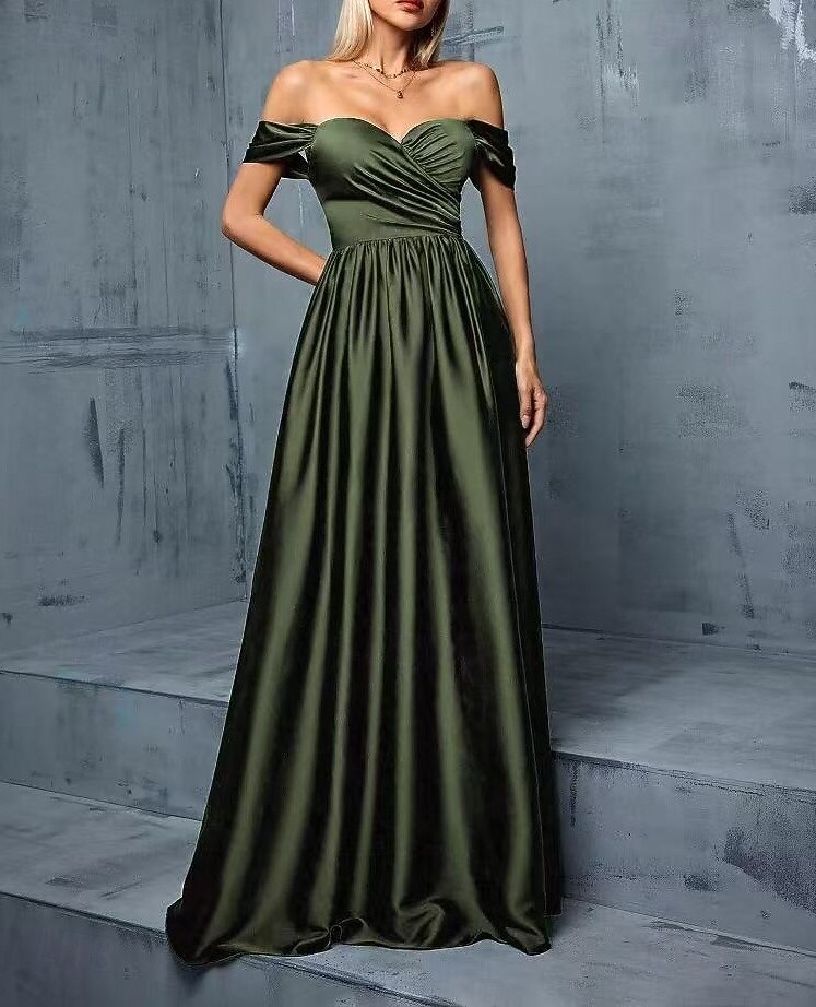 A-Line Evening Gown Party Dress Evening Party Black Tie Gala Floor Length Short Sleeve Sweetheart Cotton Backless with Ruched 2026 - $184.99 –P3
