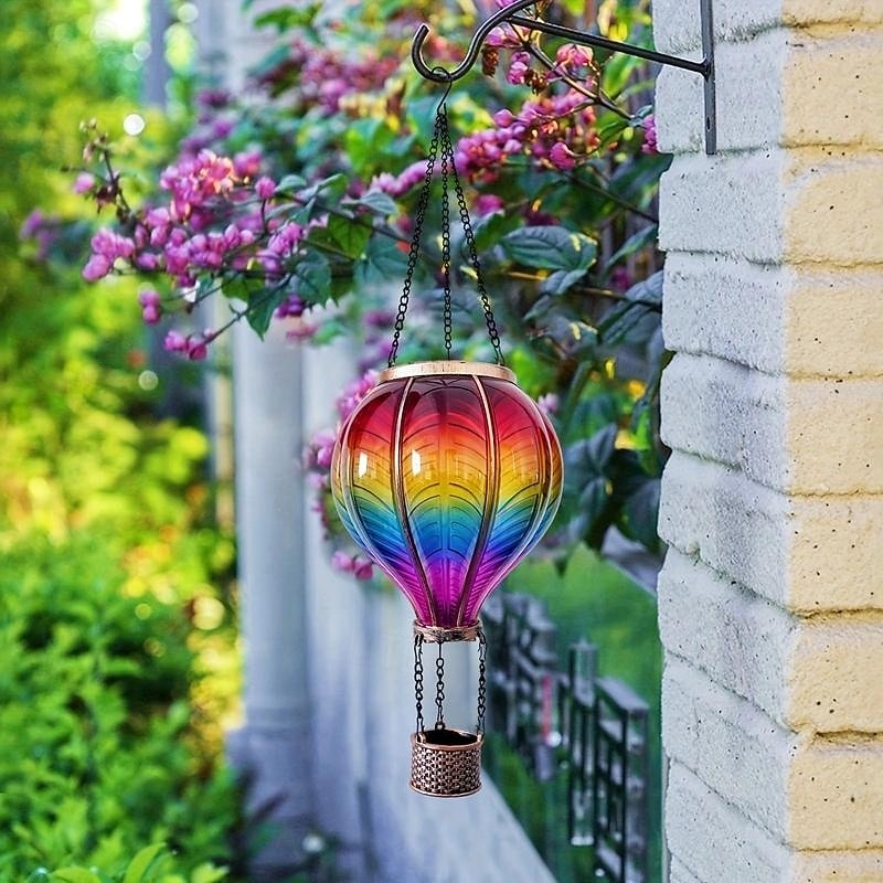 1 lampada a palloncino solare da esterno in ferro con fiamma multicolore sfumata per cortile, giardino, sentiero, prato, matrimonio, festival e atmosfera di festa del 2025 a $34.99 –P7