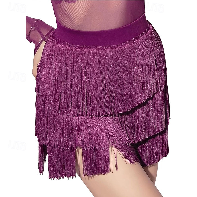 γυναικεία φούστα χορού κρόσσια latin tango salsa hall κρόσια κοντή μίνι φούστα σέξι φόρεμα με περιτύλιγμα πολλαπλών στρώσεων 2026 - $45.99 –P5