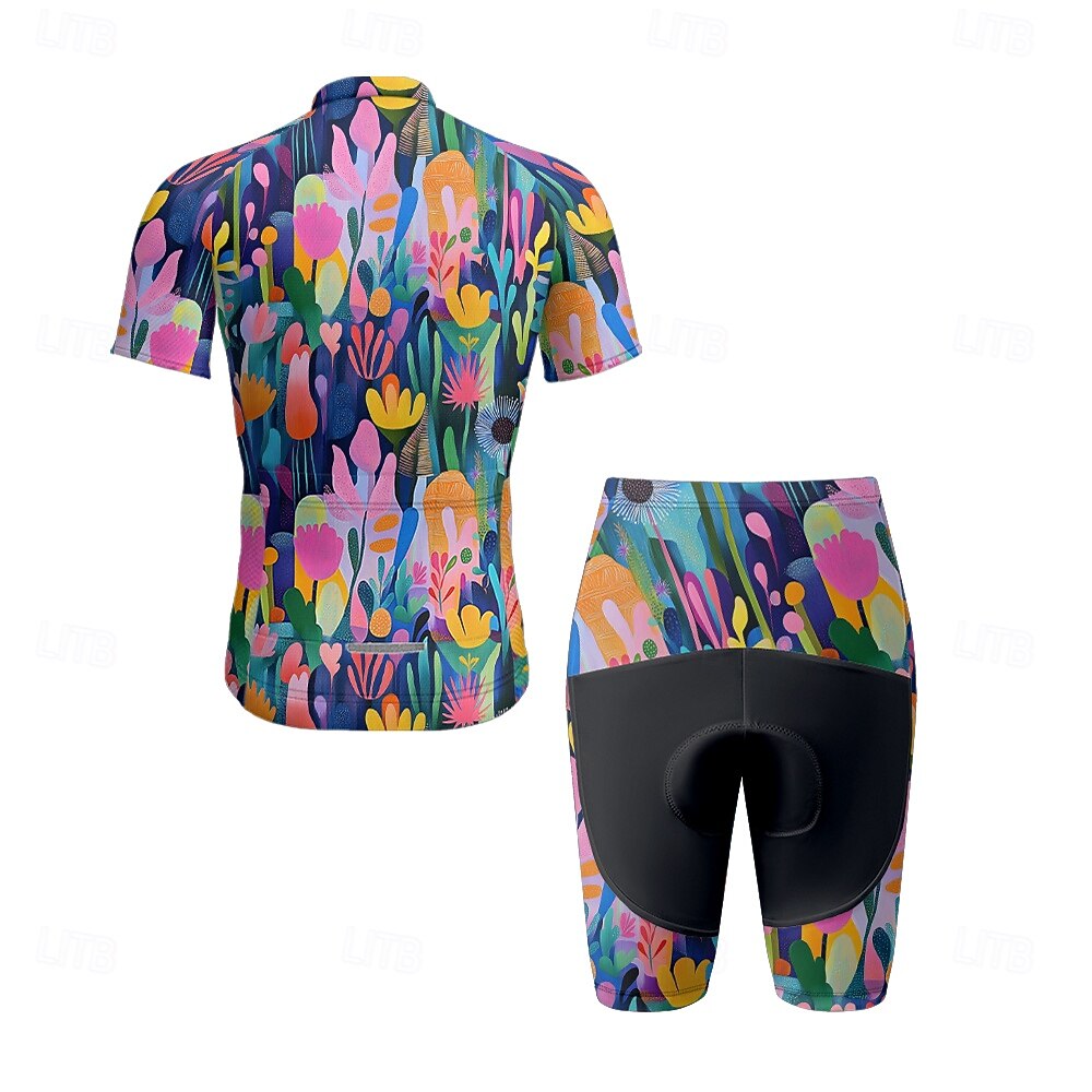 Men's Cycling Jersey with Shorts Floral Botanical Short Sleeve Bike Clothing Suit with 3 Rear Pockets Mountain Bike MTB Road Bike Cycling Front Zipper Sweat wicking Comfortable Breathable Sports 2025 - $47.99 –P6
