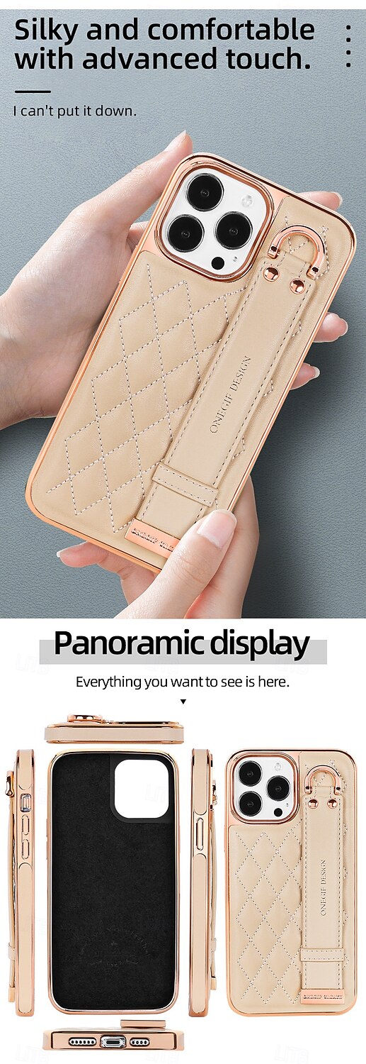 Phone Case For iPhone 16 iPhone 16 Pro iPhone 16 Pro Max iPhone 15 iPhone 15 Pro Max iPhone 14 Pro Max iPhone 13 12 Pro Max Back Cover with Stand Holder with Wrist Strap Shockproof Retro Plating PU 2025 - $26.99 –P6