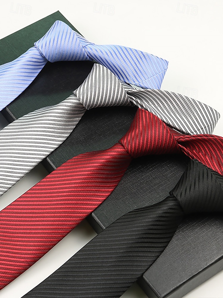 Men's striped satin tie, a variety of colors to meet different matching needs, suitable for business, wedding and formal events elegant and fashionable tie 2025 - $11.99 –P2