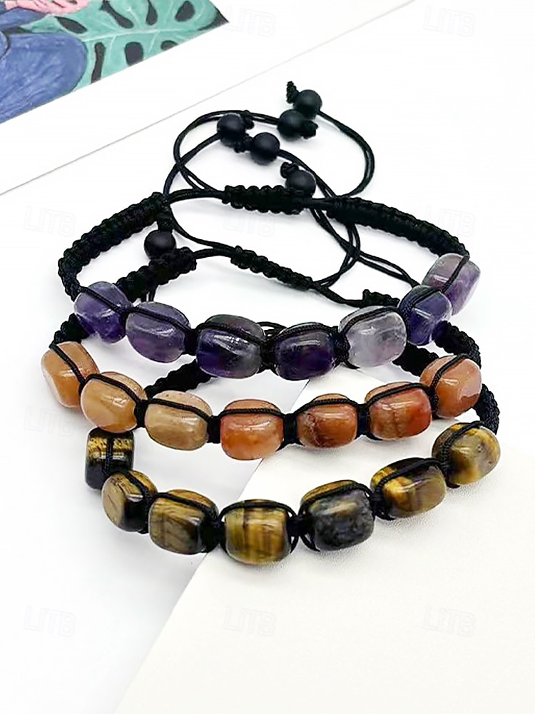 mehrfarbiges Natursteinarmband für Frauen, verstellbare Makramee-Kordel, Heilkristalle, Boho-Chic-Stil, ideal für spirituelle, lässige oder alltägliche Kleidung 2025 - $9.99 –P4