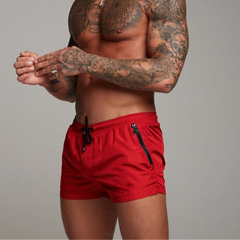 Homens Calção Justo de Natação Shorts de Natação Bermuda de Surf Calças Com Cordão Com bolsos Natação Surfe Praia Esportes Aquáticos Cor Sólida Verão Primavera de 2025 por $16.99 –P5