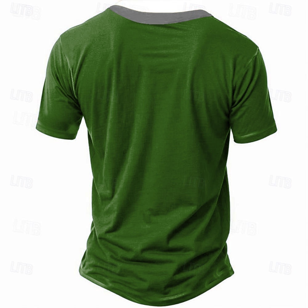 Men's St. Patrick Text Funny Lucky Clover T Shirt Henley Shirt Short Sleeve Designer Retro Vintage Street Casual Daily Summer Spring Deep Green Black Green Henley Henley T-Shirt 2025 - $21.99 –P2