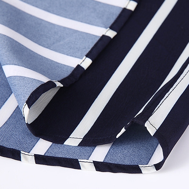 Herren Hemd Oberhemd Knopfhemd Streifen Hochzeit Party Hellblau Marineblau + Weiß Schwarz Weiß Langarm Kargen Frühling Herbst Bekleidung Knopf 2025 - $23.99 –P13