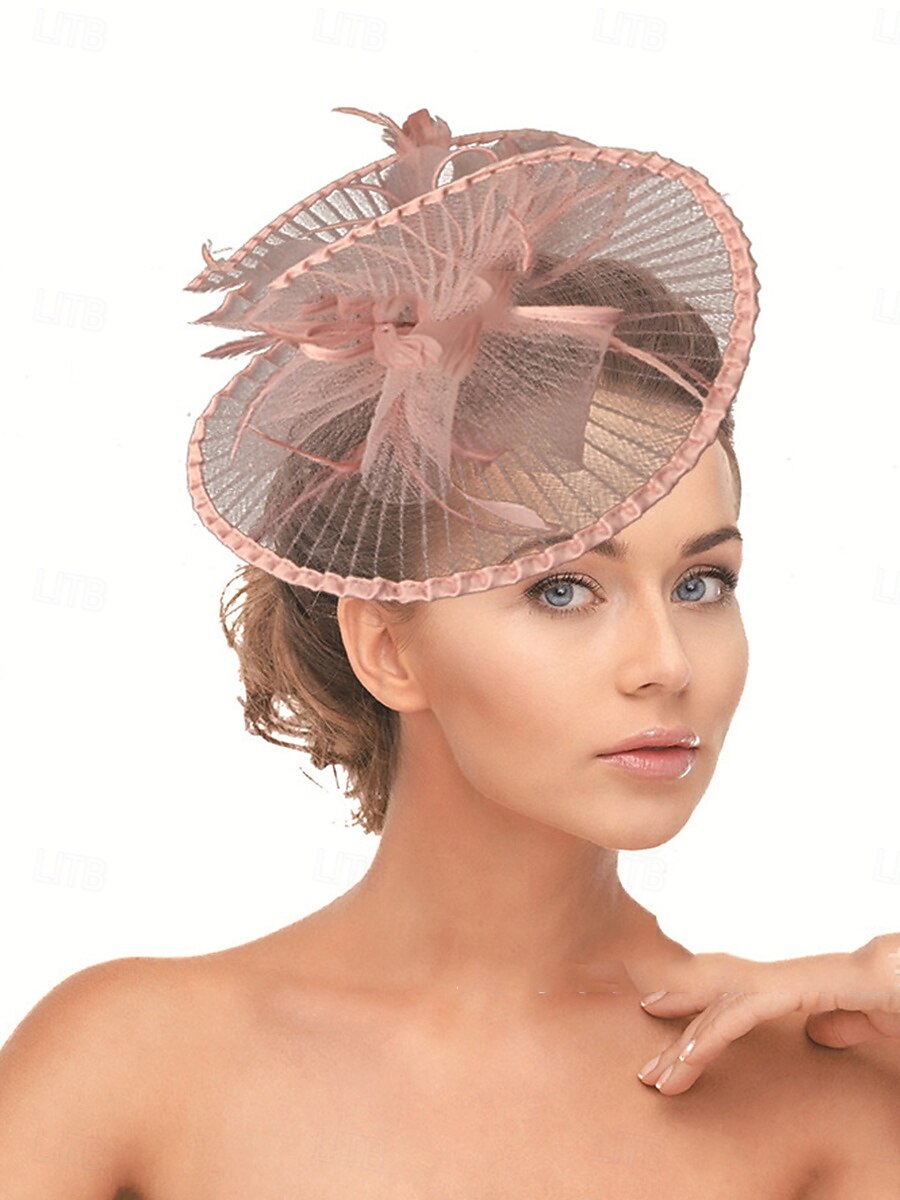 Headdress Tulle Cotton Fabric Bowler / Cloche Hat Wedding Elegant Vintage With Feather Headpiece Headwear Fascinators Race Day Dress 2025 - $28.99 –P2