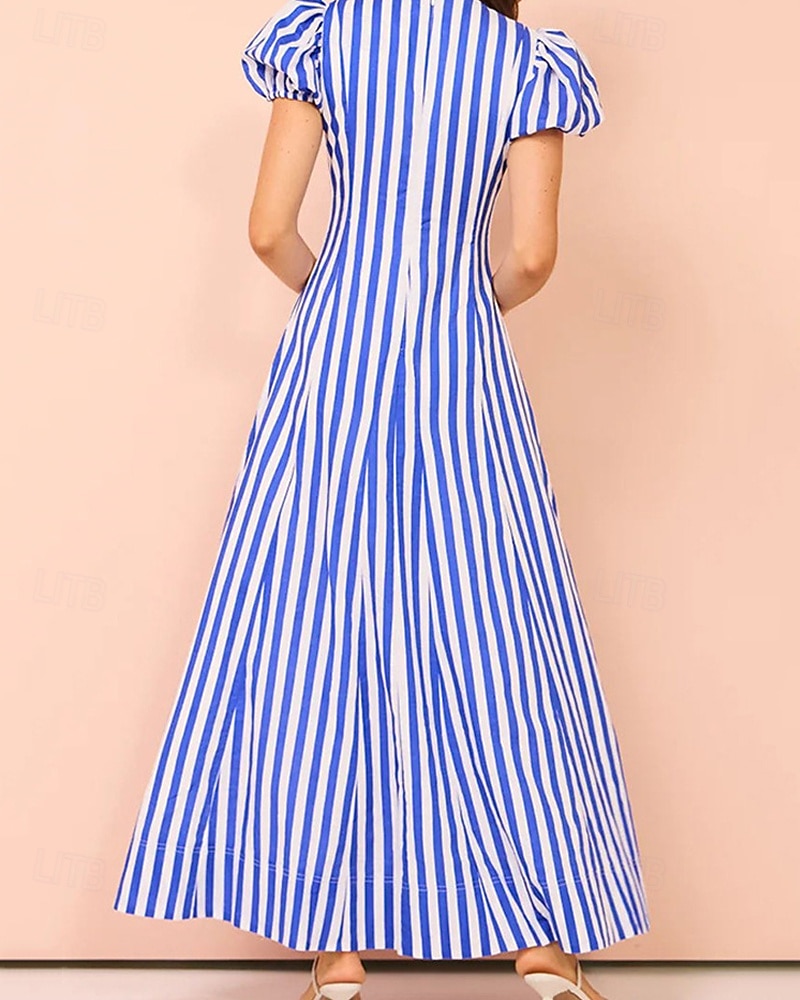 Naisten Pitkä mekko Maxi mekko Rento mekko Kesämekko Muoti Lyhtyhiha ulko- Pyhäpäivä Deitti Normaali Raidoitettu Lyhythihainen Syvä V Sininen Kesä Kevät 2025 - $29.99 –P6