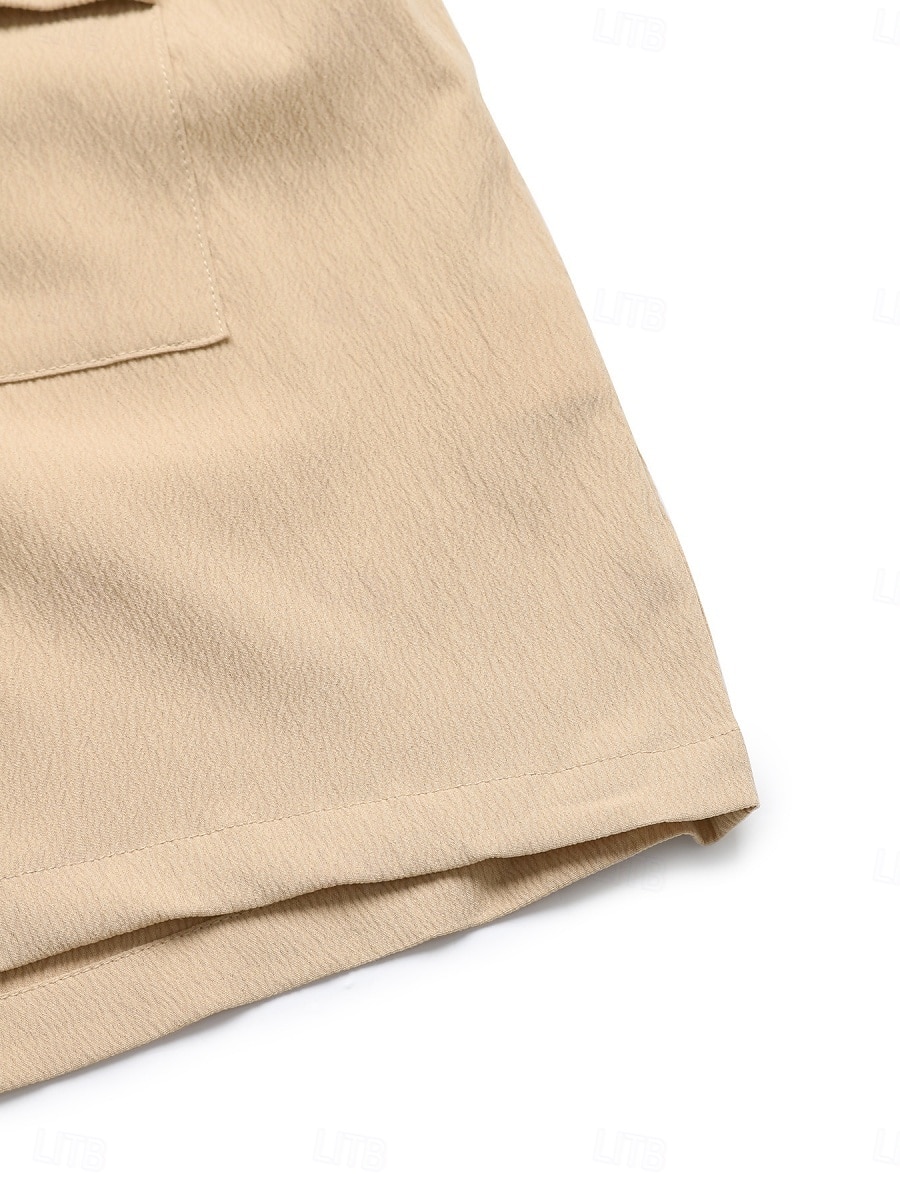 2026年 女性用 標準 ロンパース 活発的 純色 ノースリーブ Ｖネック ポケット ハイウエスト バケーション 日常 レギュラー カーキ色 夏  コレクション – $38.99 –P11