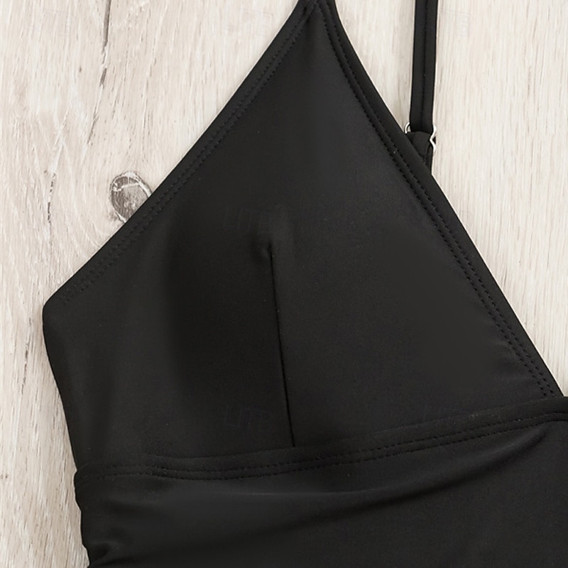 Femme Maillot de bain 1 pièce V Profond Maillots de Bain Couleur Pleine Maillots de Bain Noir Respirable Séchage rapide Poids Léger Sans Manches - Natation Surf Plage Eté Printemps de 2025 ? $20.99 –P7