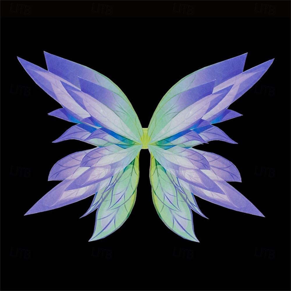 karnevalový elegantní svítící pohádkový kostým pro dívky – 4dílná sada oblékání s měkkými duhovými motýlími křídly ideální pro hru na princeznu karnevalové zdobení 2026 - $20.49 –P9