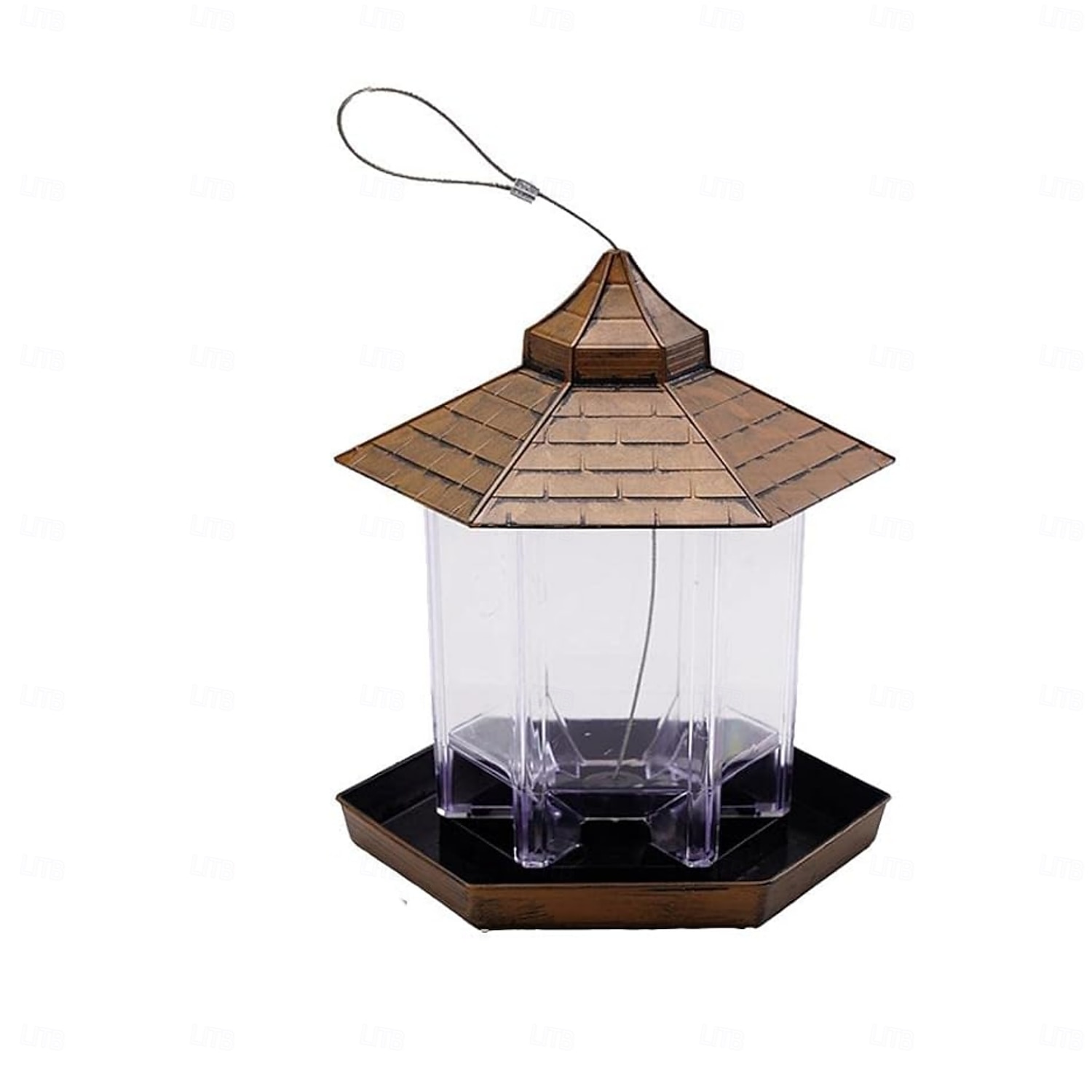 voederbak voor wilde vogels, hangend, waterdicht prieel, voederbak voor vogels met dak, grijs 2025 - $12.49 –P5