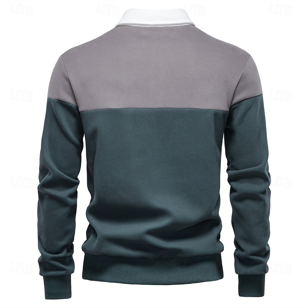Herr Polo sweatshirt Gul Armégrön Rubinrött Blå Grön Kavajslag Färgblock Ledigt Dagligen Sport Ledigt Vår & Höst Kläder Pull Tröjor Långärmad 2025 - $25.99 –P10