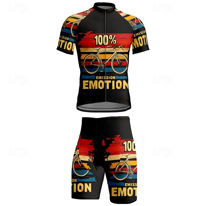 Per uomo Maglia da ciclismo con pantaloncini Manica Corta Mountain Bike MTB Ciclismo su strada Estate Primavera Autunno Nero Rosa Rosso A righe Lettere & Numeri Bicicletta Cerniera Frontale del 2026 a $47.99 –P14
