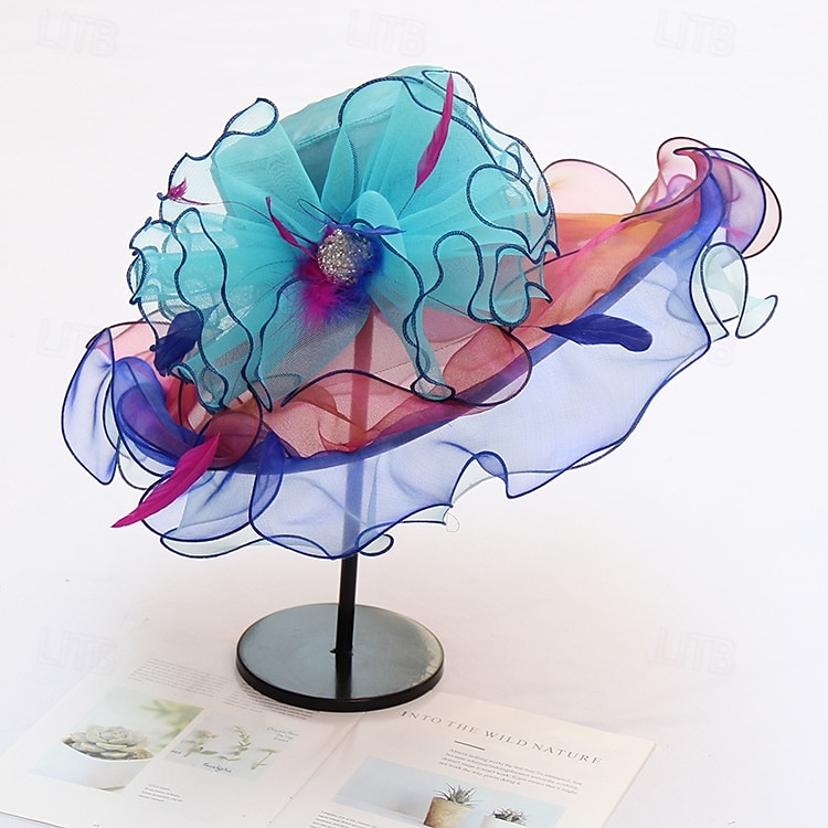 hattar Organza Solhatt Kvällsfest Helgdag Tebjudning cocktail Elegant Vintage söt stil Med Blomma Hårbonad Huvudbonader 2026 - $43.99 –P11