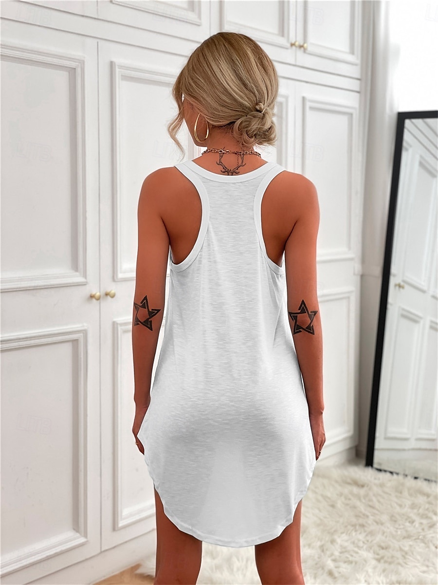 Women's Mini Dress T Shirt Dress Tee Dress Shift Dress Slip Dress Casual Vacation Casual Daily Regular Fit Graphic Sleeveless U Neck Magenta Black White Yellow Summer 2025 - $18.99 –P15