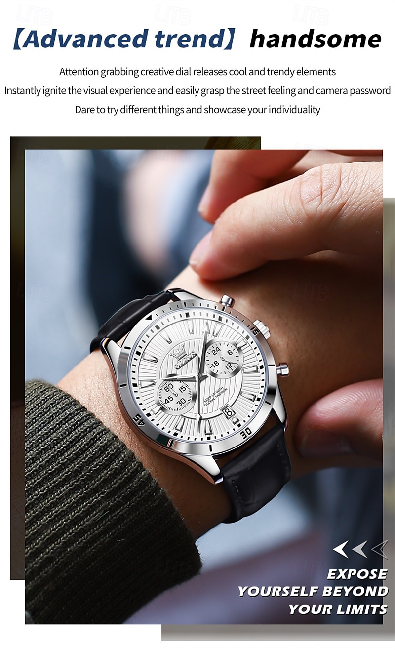 New Olevs Men'S Business Watch Chronograph Calendar 24-Hour Indicator Multi-Functional Quartz Watch Fashion Trend Waterproof Sports Watch 2025 - $35.99 –P14