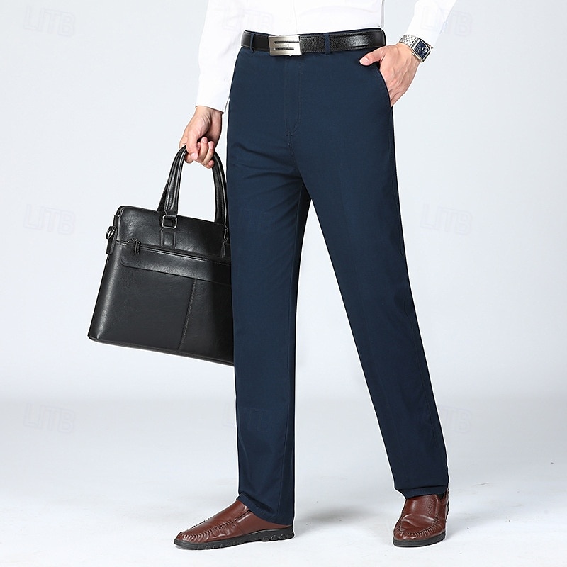 Herren Anzughosen Hose Hosen Chinesisch Chino Knopf Tasche Glatt Komfort Formal Party Arbeit Modisch Klassicher Stil Cachi scuro Hellkaki Mikro-elastisch 2025 - AU $33.49 –P16