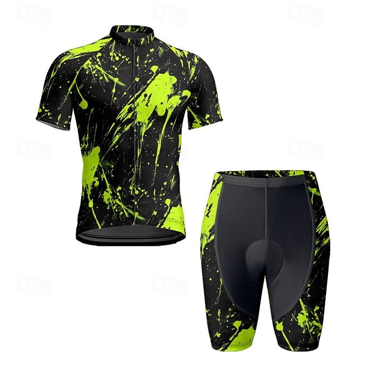 Męskie Koszulka z szortami na rower Krótki rękaw Kolarstwo górskie Kolarstwie szosowym Lato Wiosna Jesień Czarny Biały Pomarańczowy Graffiti Rower Suwak przedni Odvádí pot Wygodny Oddychający Spandeks 2026 - $47.99 –P12