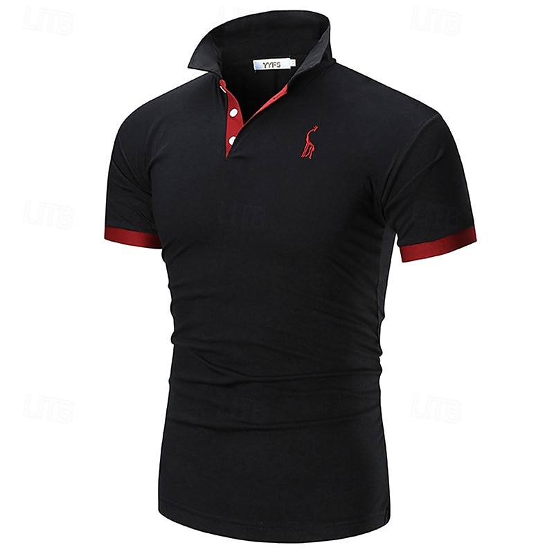 Per uomo Polo Camicia da golf Golf Informale Sport Classico Manica corta Essenziale Color Block Cervo Pulsante frontale Estate Primavera Standard Marrone Scuro Grigio scuro Nero Bianco Giallo Borgogna del 2025 a $12.99 –P5