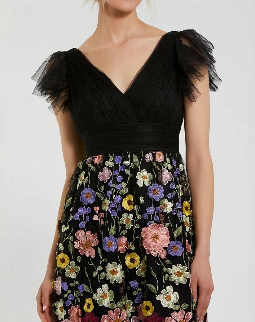 Robe A-line en dentelle florale robe mère de la mariée élégante vintage longueur cheville tulle manches longues avec appliqués brodés de 2025 ? $149.99 –P4