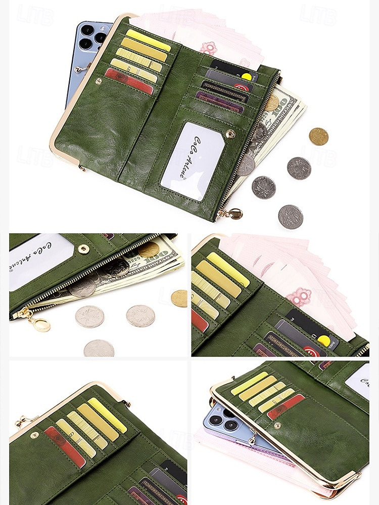 Women's Faux Leather Clip Bag Wallet Phone Case - Card Holder, ID Window, Zipper Closure - Versatile Design for Women - Perfect for Daily Use and Travel Black Pink Red 2025 - $14.99 –P6