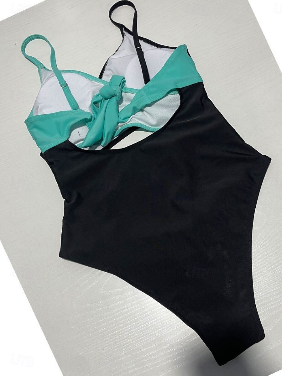 Naisten Uima-asut Yksi kappale Monokini Uimapuku Avoin selkä Vatsatuki Korkea vyötärö Ohut Loma Ranta-asut Yhtenäinen väri V kaula-aukko Hihaton Uimapuvut 2025 - $25.99 –P5