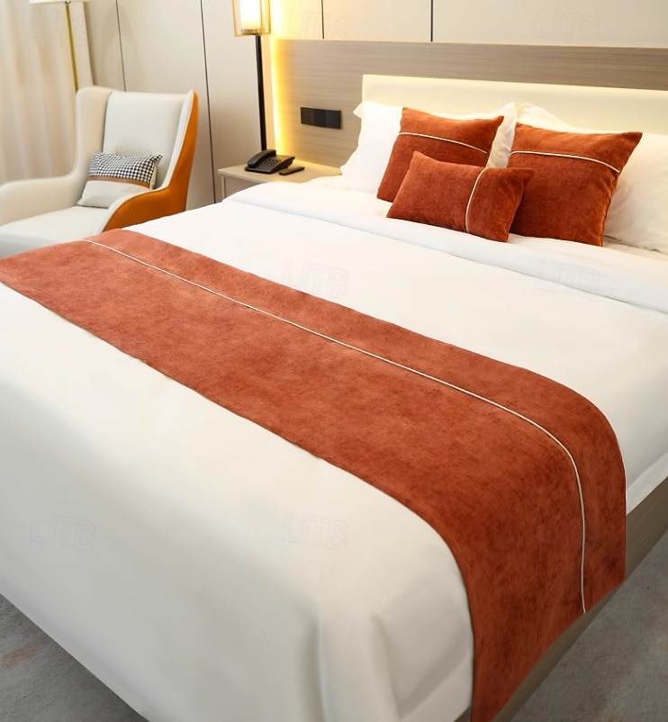 Bieżnik na łóżko aksamitny dekoracyjny bieżnik na łóżko do domu hotelu narzut ochrona nowoczesny jednolity bieżnik na końcu łóżka dekoracja pościeli w sypialni 2026 - $18.99 –P1