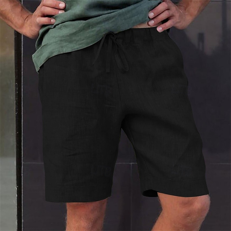 Herren Shorts Kurze Hosen Shorts aus Baumwollleinen Sommer-Shorts Strandshorts Kurze Hosen Tasche Kordelzug Elastische Taille Glatt Komfort Atmungsaktiv Kurz Urlaub Festtage Strand Hawaiianisch Boho 2025 - $16.49 –P7