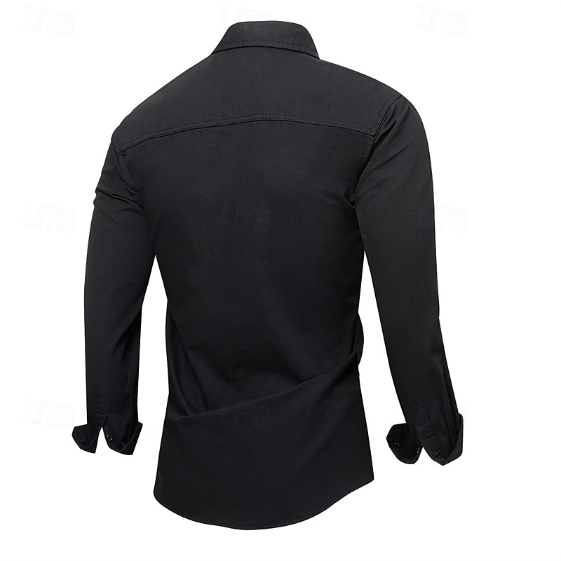 Herren Hemd Sommerhemd Lässiges Hemd Knopfhemd Schwarz Kaki Armeegrün Grau Langarm Glatt Kargen Urlaub Festtage Tasche Bekleidung Polyester Modisch Brautkleider schlicht Komfortabel 2025 - $35.99 –P2