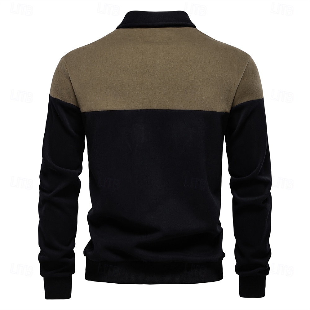 Herr Polo sweatshirt Gul Armégrön Rubinrött Blå Grön Kavajslag Färgblock Ledigt Dagligen Sport Ledigt Vår & Höst Kläder Pull Tröjor Långärmad 2025 - $25.99 –P2