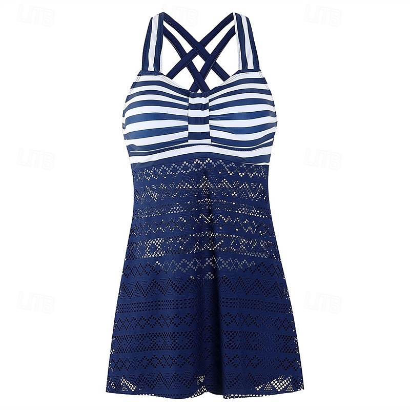 Dam Tankini Tvådelad baddräkt Spets Badkläder Rand Badkläder Svart Purpur Andningsfunktion Snabb tork Lättvikt Ärmlös - Simmning Surfing Strand Sommar Vår Plusstorlekar 2025 - $26.99 –P6