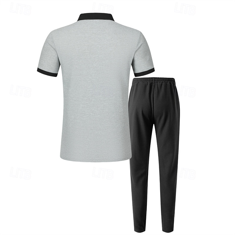 Men's Golf Shirt Golf Polos Shirts Work Casual Lapel Short Sleeve Basic Modern Color Block Patchwork Buttons Summer Spring Regular Fit Wine Green Khaki Gray Golf Shirt 2025 - $31.99 –P12