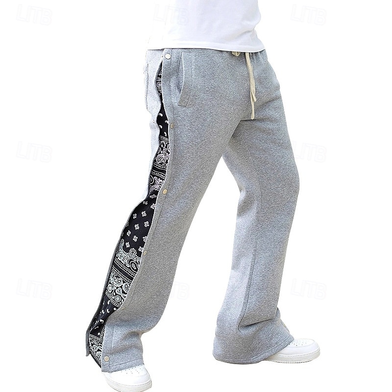 Men's Athletic Pants Sweatpants Tear Away Pants Flared Pants Trousers Pocket Drawstring Elastic Waist Patchwork Graphic Prints Comfort Sports Outdoor Daily Fashion Casual Black Gray Micro-elastic 2025 - $25.99 –P10