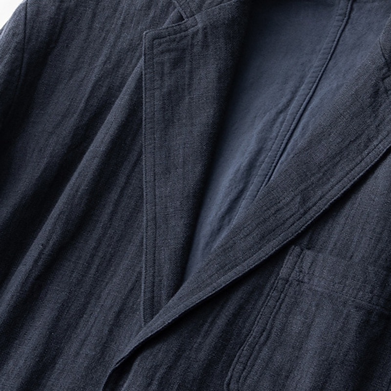 Homme Veste blazer École Formel Mariage Élégant Chaud Printemps Automne Lin Couleur Unie Épaissir Boutonnage simple deux boutons veste Noir bleu marine de 2025 ? $69.99 –P3