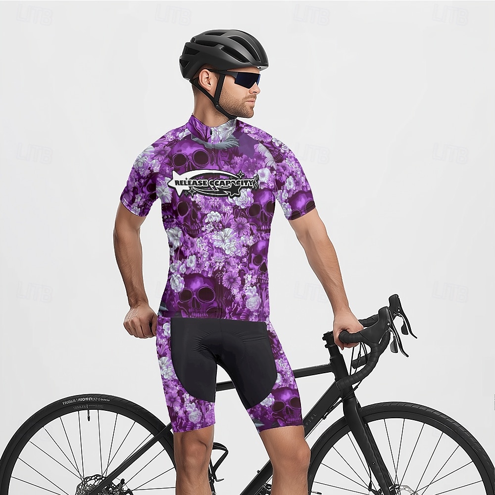 Homme Maillot de cyclisme Crâne Manche Courte Cyclisme T-shirt Maillot avec 3 poches arrière VTT Vélo tout terrain Séchage Rapide Design Anatomique Évacuation de l'Humidité Respirant Des sports Noir de 2025 ? $25.99 –P16