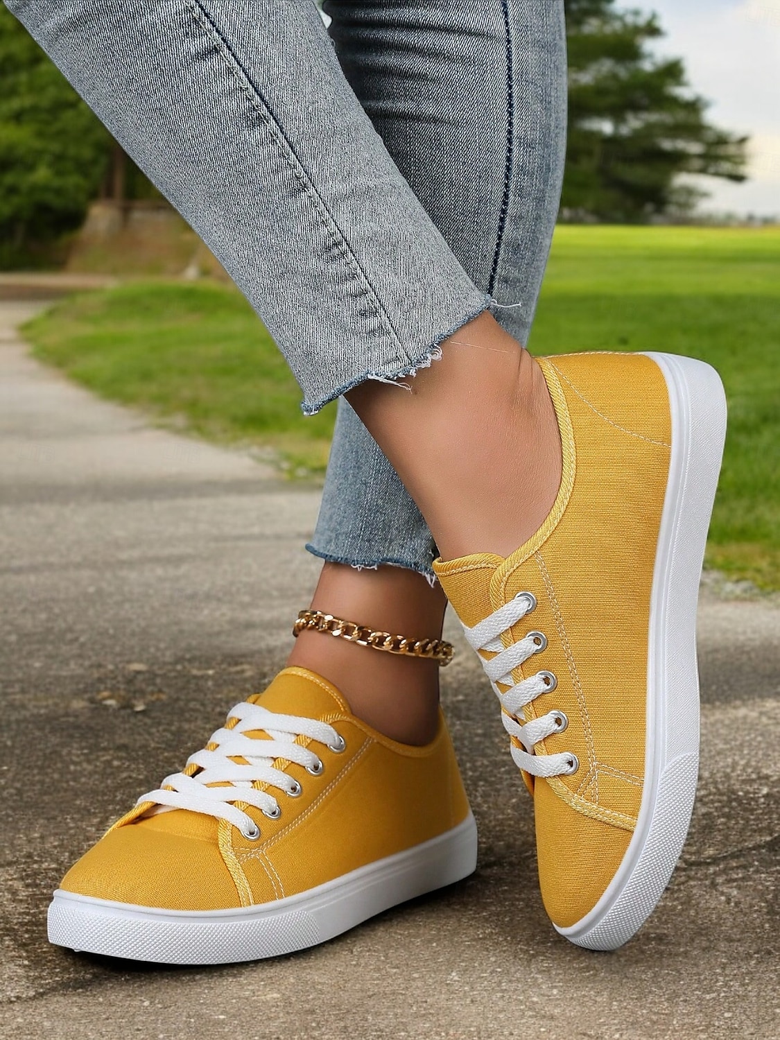 Canvas Lace-Up Sneakers for Women – Classic and Comfortable Sneakers for Everyday Wear, Perfect for Casual Outings and Weekend Adventures 2025 - $18.99 –P5