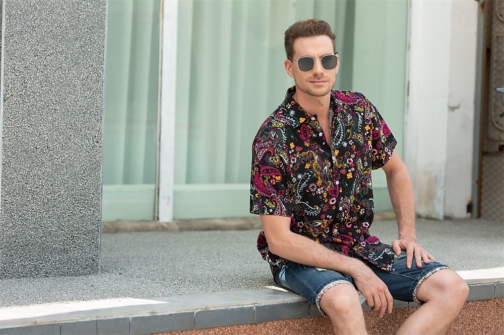 Retro 70. léta Tričko Aloha košile Hippie Kašmírový vzor Maškarní kostým Pánské Dovolená Párty Pride Parade Dospělé Tričko 2025 - $20.99 –P4