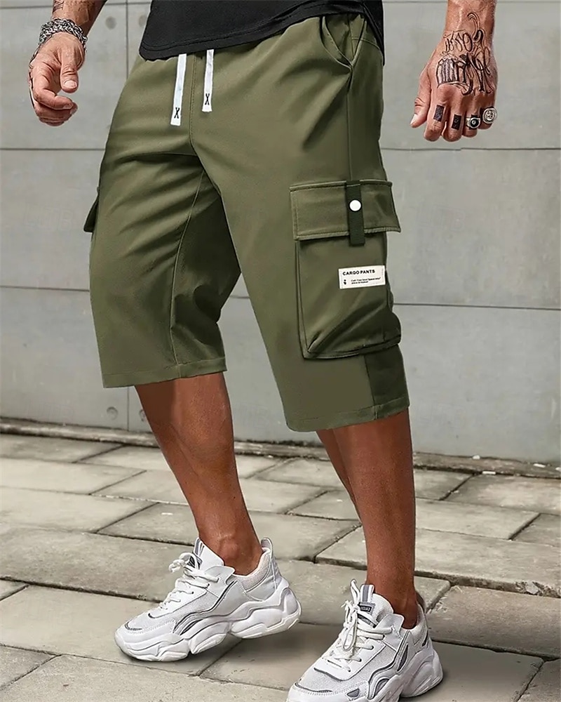 Ανδρικά Σορτς φορτίου Καλοκαιρινό σορτς σορτς κάπρι Κορδόνι Ελαστική μέση Πολλαπλή τσέπη Σκέτο Άνεση Φοριέται Μήκος μοσχάρι ΕΞΩΤΕΡΙΚΟΥ ΧΩΡΟΥ Αθλημα Καθημερινά Μοντέρνα Καθημερινό Μαύρο Χακί 2026 - $26.99 –P8