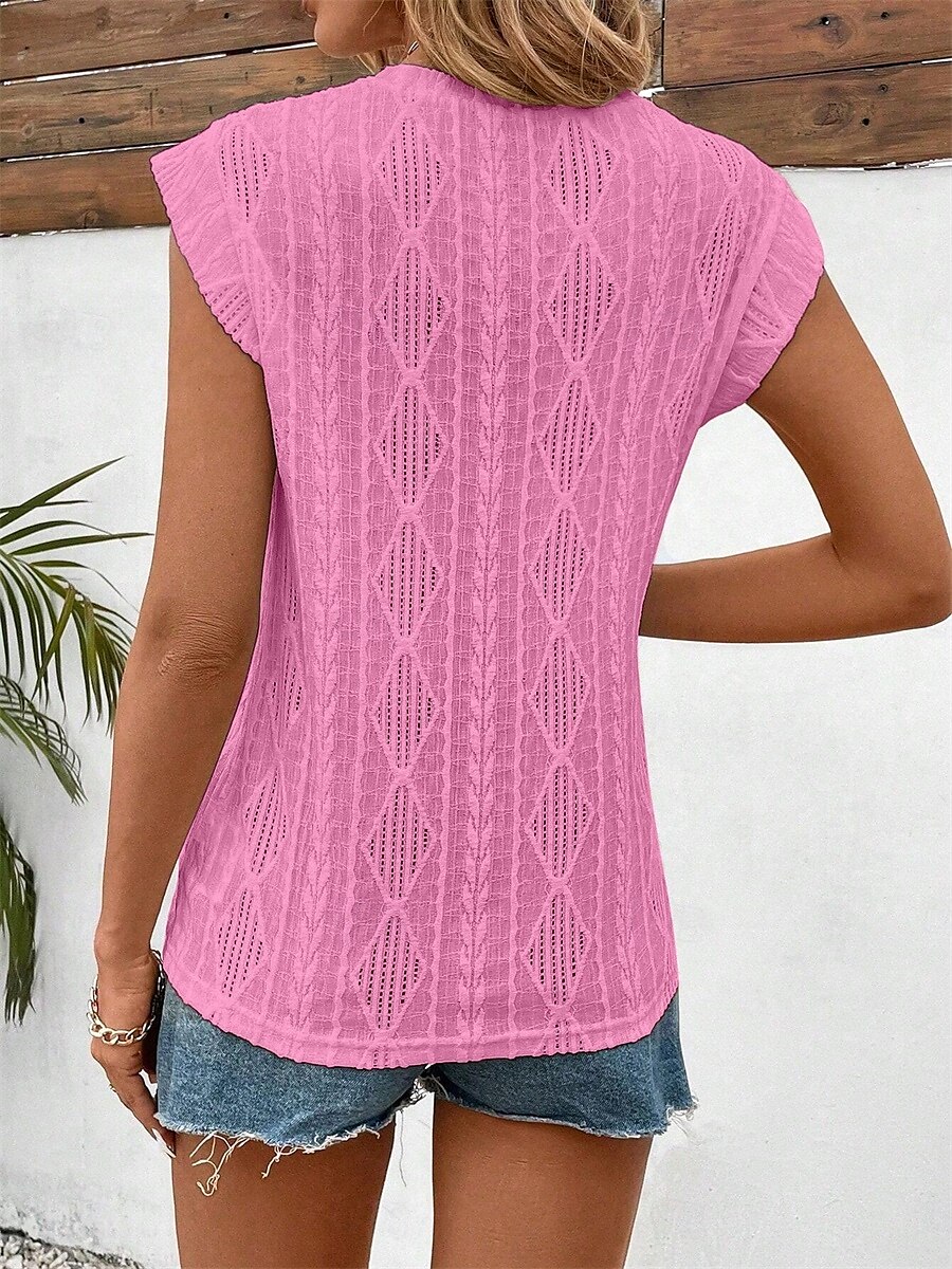 Women's T Shirt Plain Elegant Fashion Modern Sleeveless Crew Neck Regular Tops Daily Weekend White Pink Blue Green Summer Spring 2025 - $21.99 –P16
