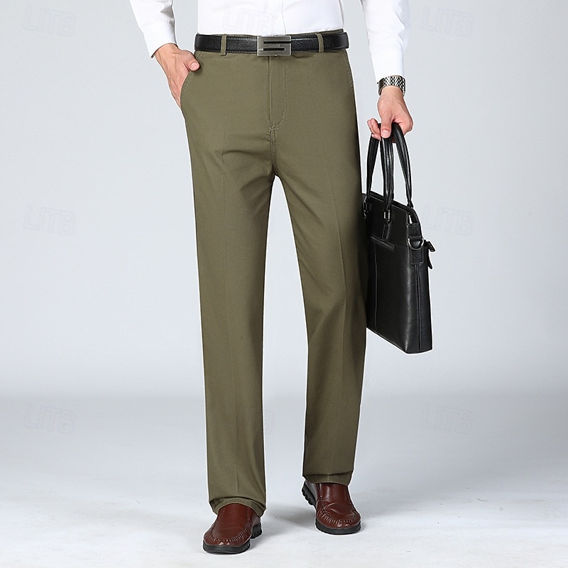 Herren Anzughosen Hose Hosen Chinesisch Chino Knopf Tasche Glatt Komfort Formal Party Arbeit Modisch Klassicher Stil Cachi scuro Hellkaki Mikro-elastisch 2025 - AU $33.49 –P13