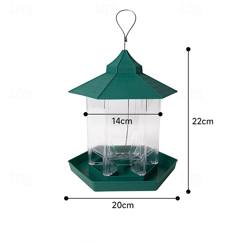 voederbak voor wilde vogels, hangend, waterdicht prieel, voederbak voor vogels met dak, grijs 2025 - $12.49 –P8