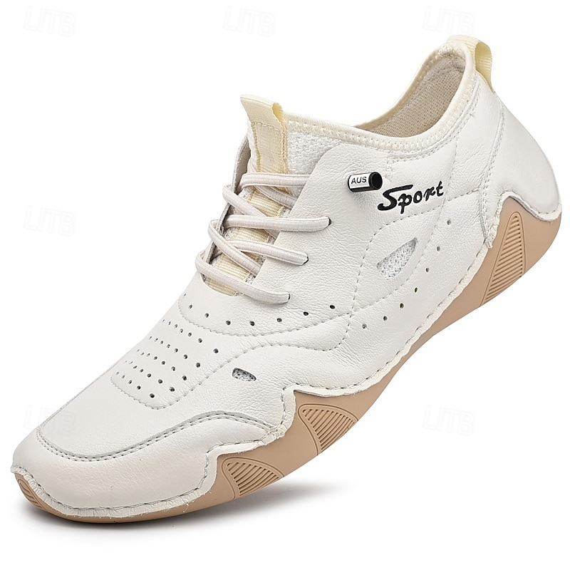 tênis esportivo masculino branco de couro sintético com design perfurado, leve e confortável, ideal para atividades casuais e ao ar livre de 2025 por $54.99 –P1