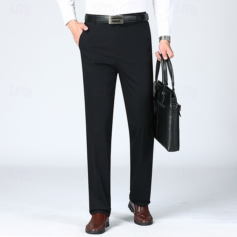 Herren Anzughosen Hose Hosen Chinesisch Chino Knopf Tasche Glatt Komfort Formal Party Arbeit Modisch Klassicher Stil Cachi scuro Hellkaki Mikro-elastisch 2025 - AU $33.49 –P12