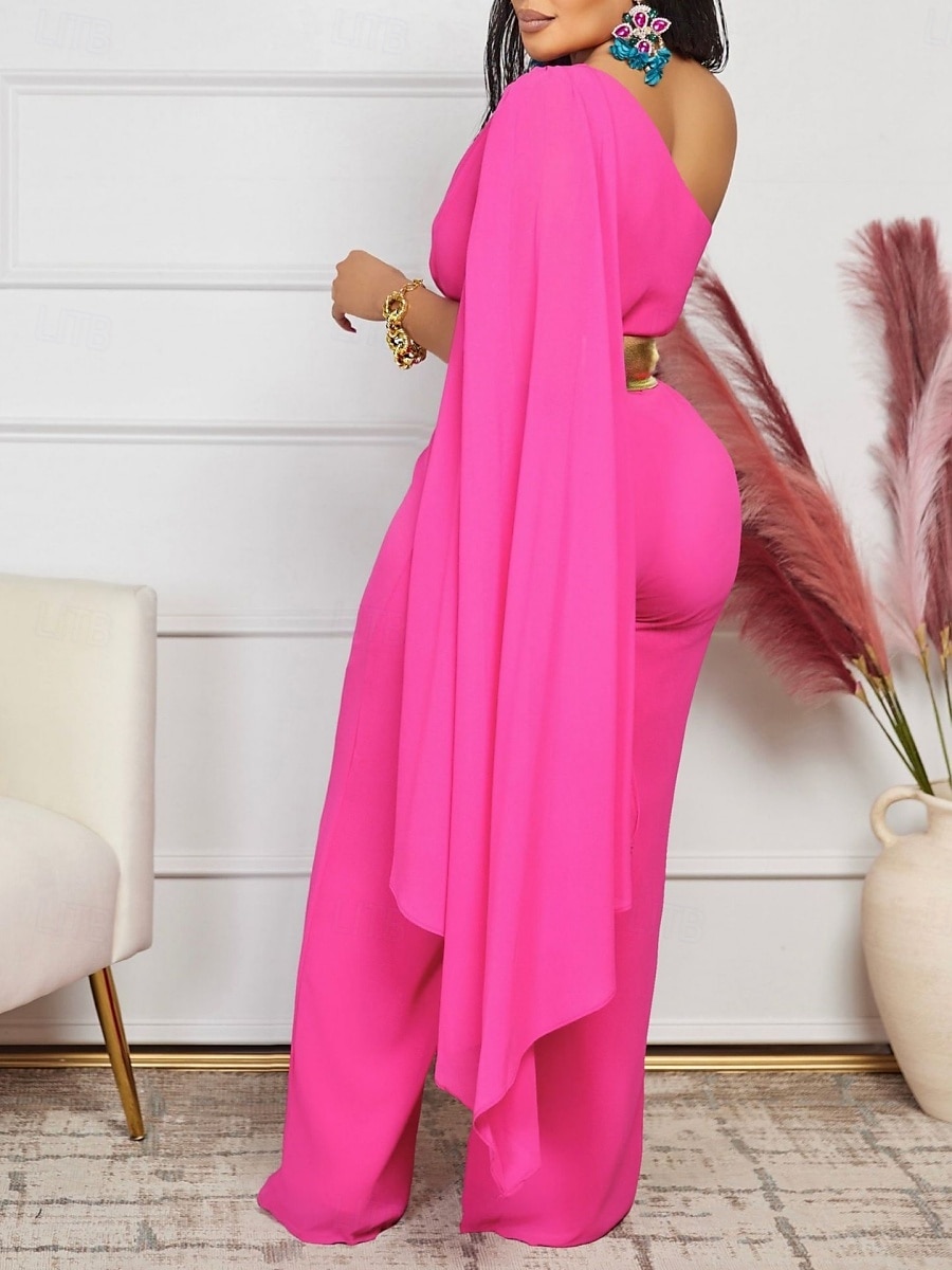 Kentucky Derby Women's Midi Dress Normal Jumpsuit Elegant Solid Color Sleeveless One Shoulder High Waist Party Cocktail Party Regular Fit Black White Red Summer 2025 - $44.99 –P2